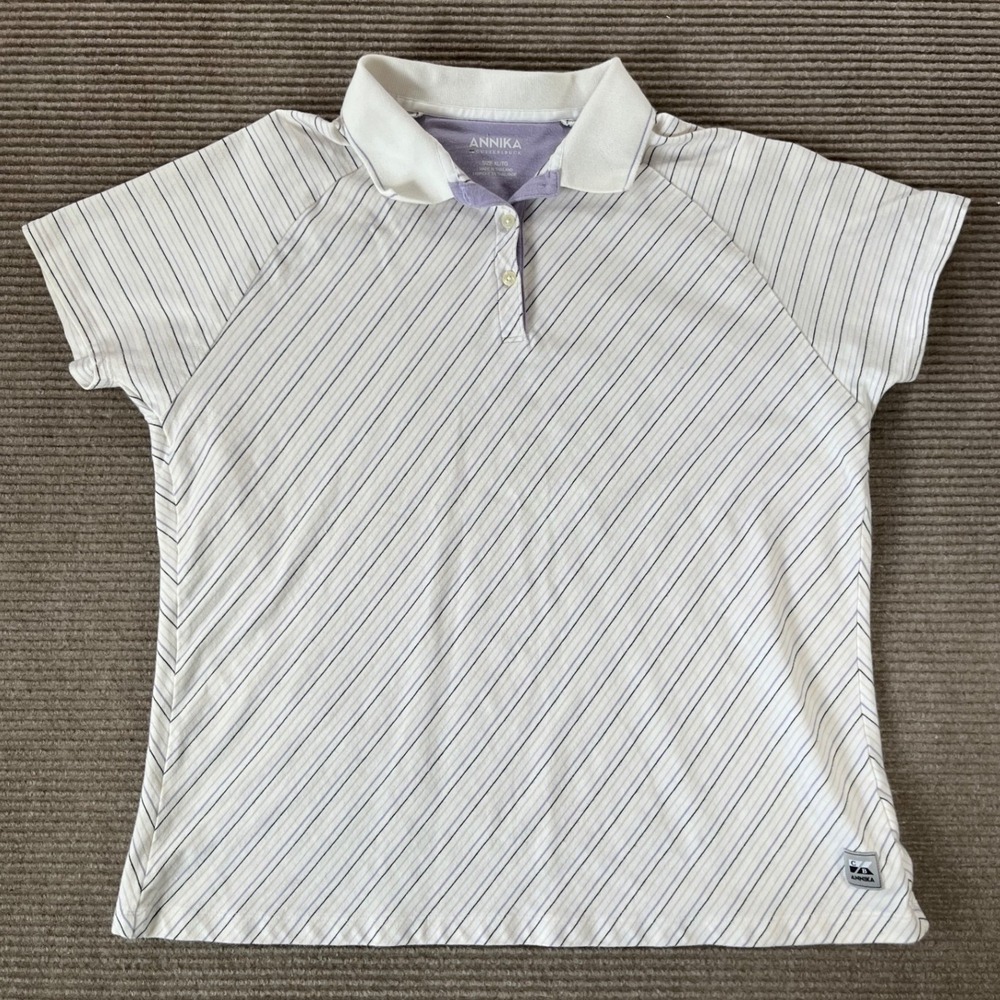 Annika Cutter & Buck Womens XL Short Sleeve Striped Golf Polo‎ Shirt